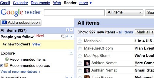 Google Reader Screenshot Google Reader Screenshot